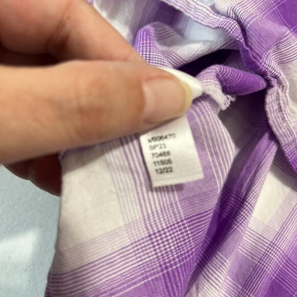 Loft Shirt Womens S Purple Plaid V-Neck Puff Sleeve Peasant Cottagecore Flowy - Picture 5 of 8